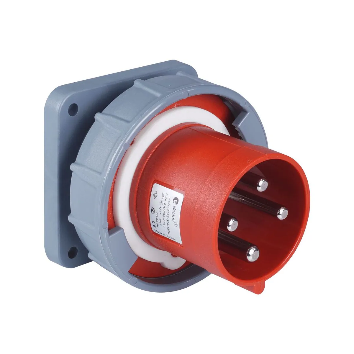TP Elektrik 3132-324-1600 Uzun Gövdeli Makine Fişi, IP 67, 6h