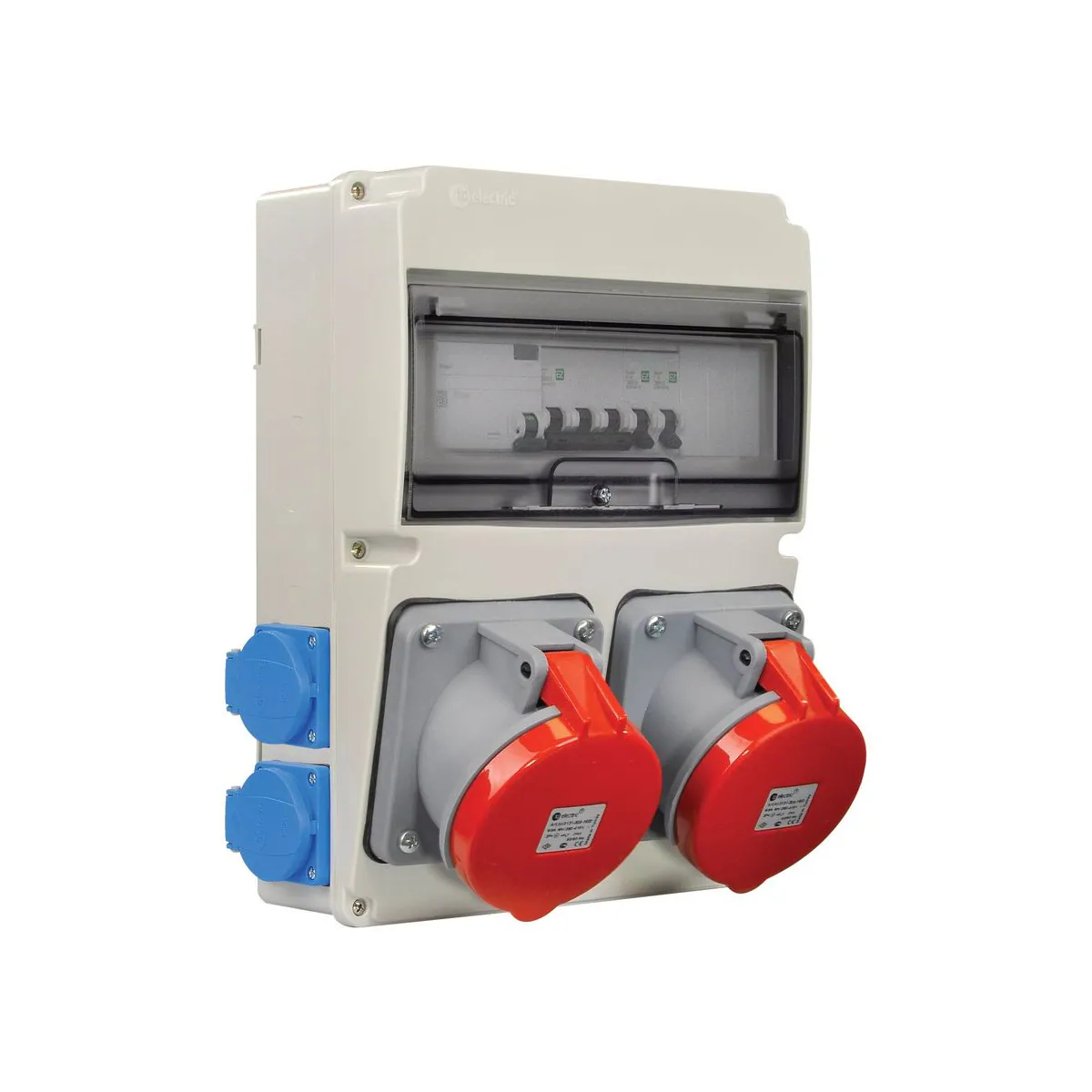 TP Elektrik 3329-004-3302 220x300 Combination Box with Mounted Socket, with 5x63A and 1x16A Sockets, Fused, RCD-Protected, Pre-Wired