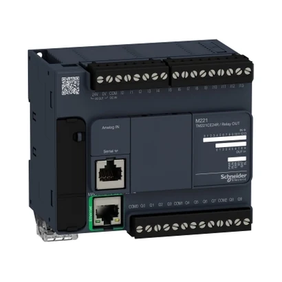 Schneider Electric TM221CE24R M221 PLC, 14 DI, 10 DO Relay, Ethernet — üretici katalog görseli
