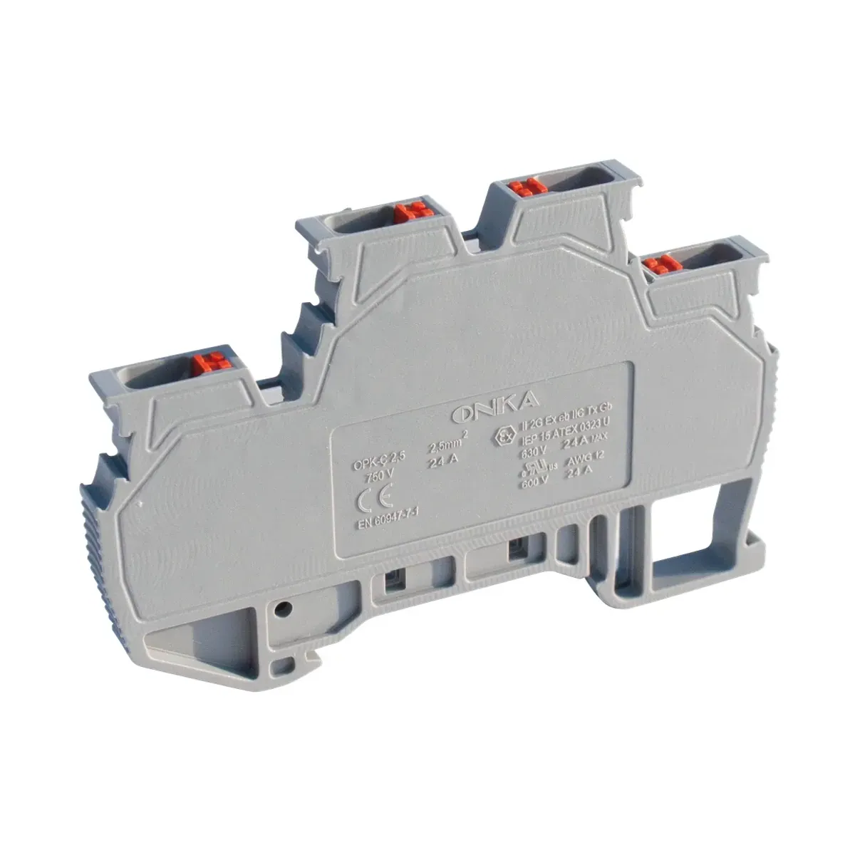 Onka OPK-C 2.5mm2 Monoblock Spring-Connection Double-Level Terminal Block Red