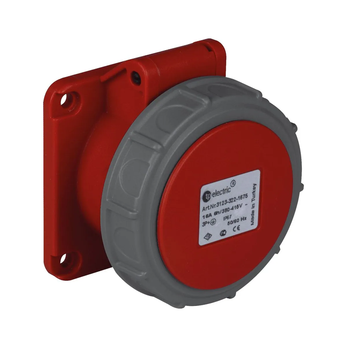 TP Elektrik 3027-322-1675-3h CEE 4x32A Machine Socket (straight) (75x75), IP 67, 3h