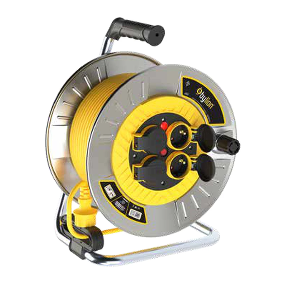 Bylion 124-404-3350 MMP-50325-F Cable Reel 50 m 3G2.5 4-Socket F Type (Schuko) IP44 Yellow