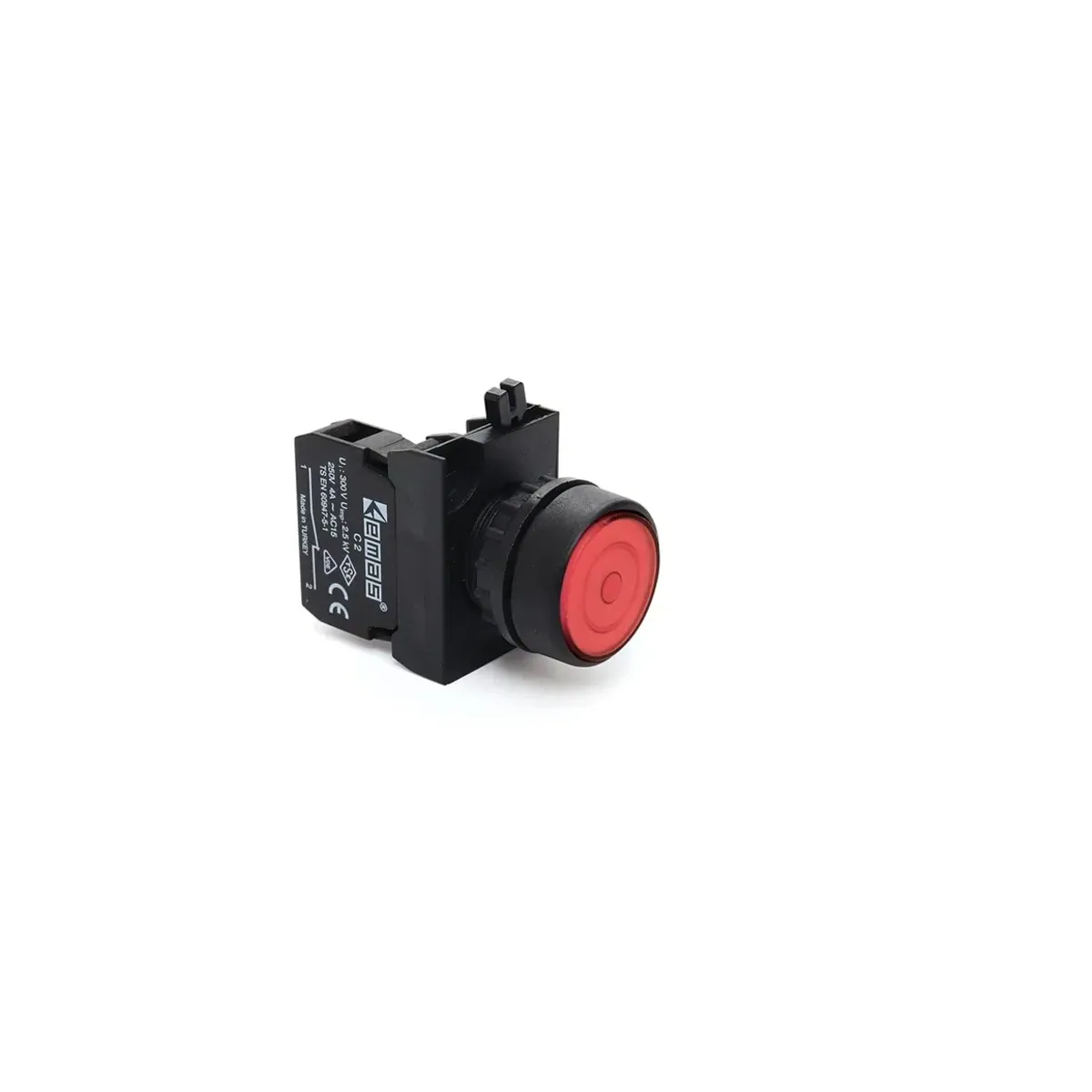 Emas CP Serisi Plastik Kalıcı Yaylı Tip Kırmızı Buton 1NO 22mm IP65
