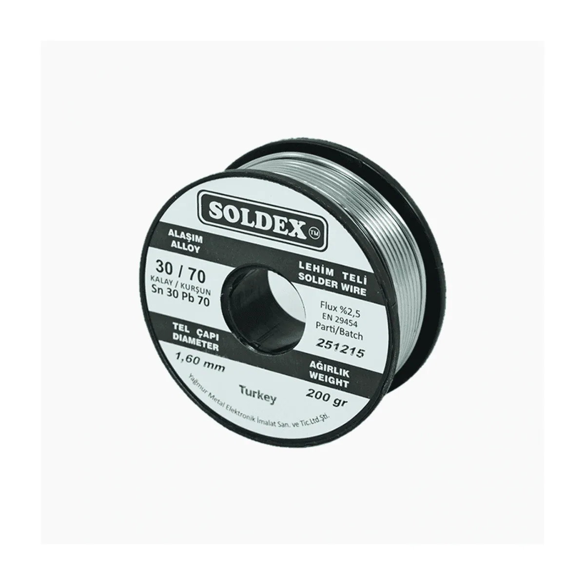 Soldex 30/70 1,60 mm lehim teli 200 gr makara