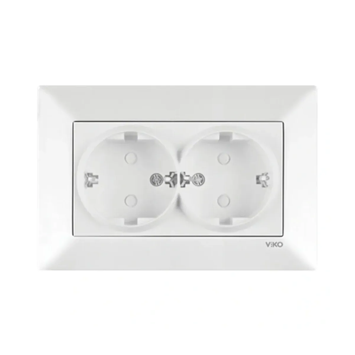 Viko Karre Meridian White Double Grounded Socket, Child-Protected