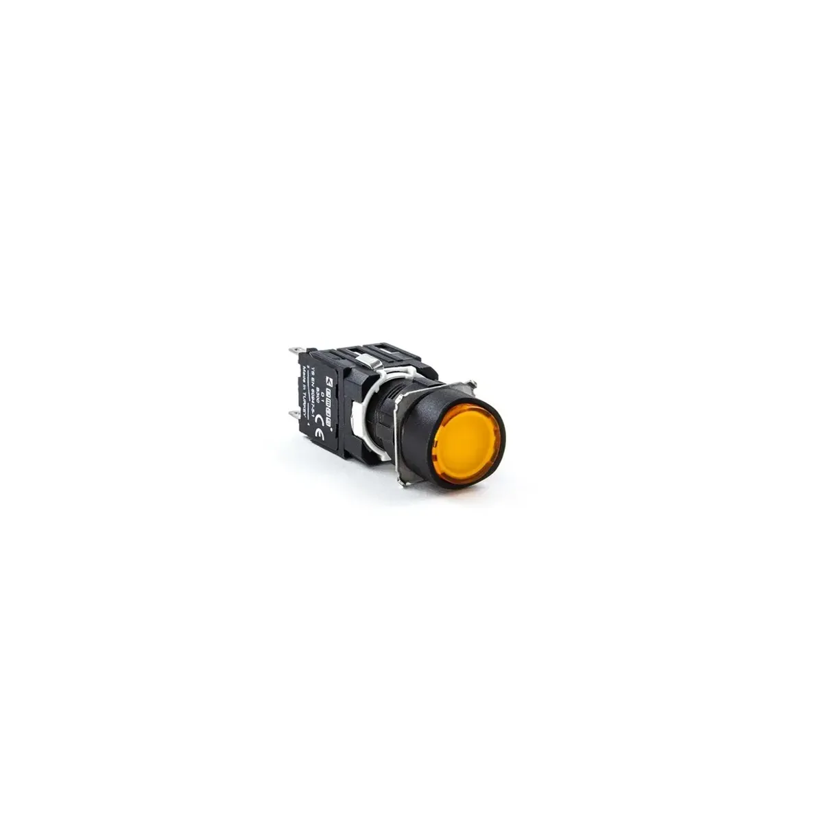 Emas D Serisi Plastik Yuvarlak Yaylı Tip Sarı Buton 1NO 16mm IP50