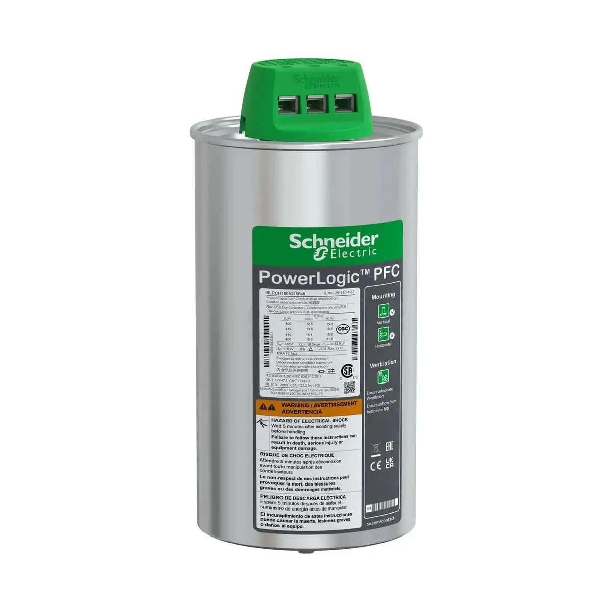 Schneider Electric BLRCH180A216B48 PowerLogic 480V 18KVar — üretici temsili ürün görseli