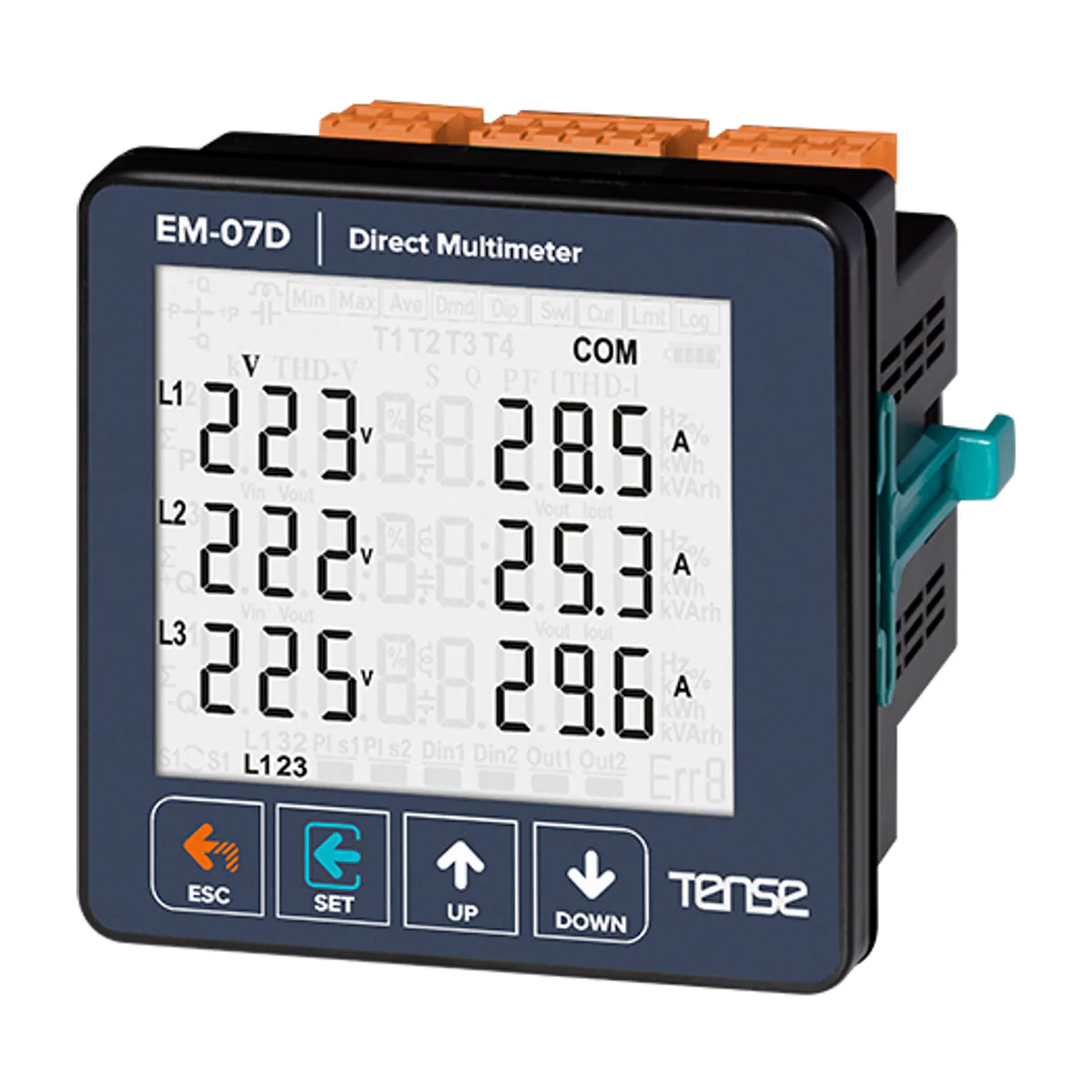 Tense EM-07D Multimeter, 96 x 96 mm panel-mount
