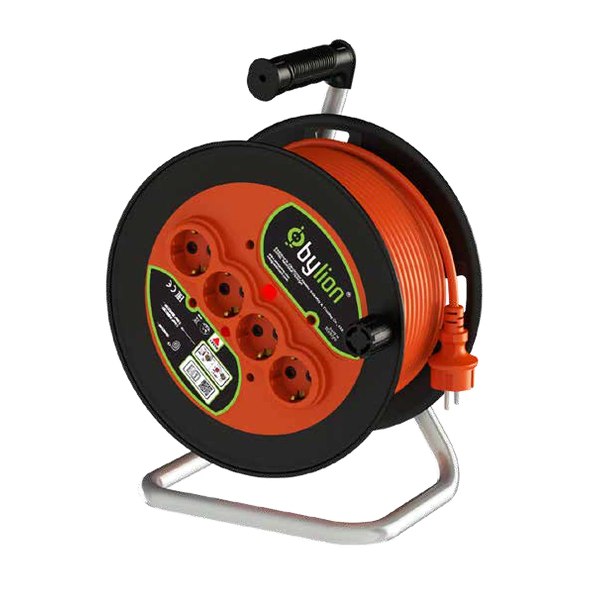 Bylion 100-303-2225 PMK-25215-F Cable Reel 25 m 2G1.5 Type F (Schuko) IP20 Orange