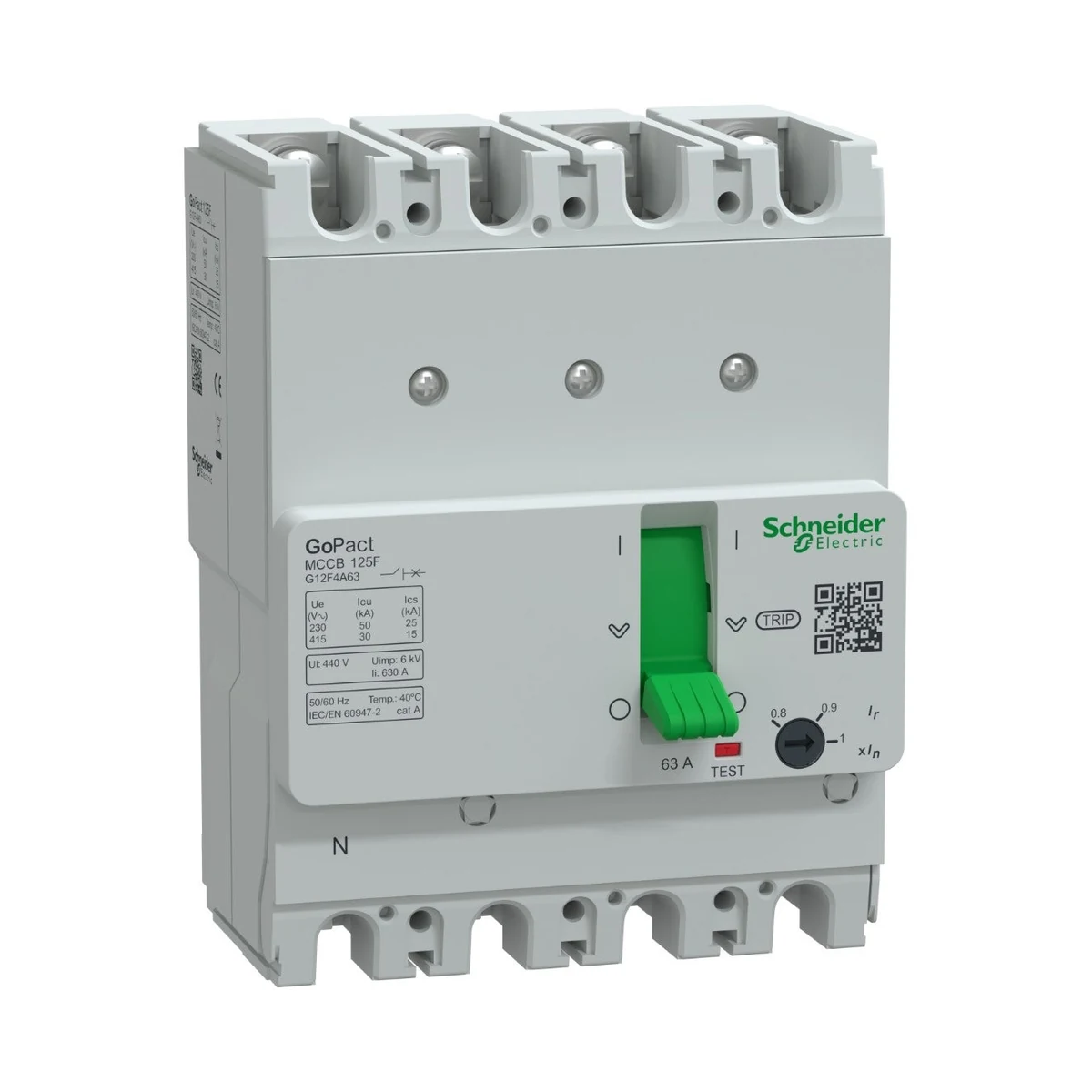 Schneider Electric G12F4A63 GOMCCB 125F 4P4D 63A Adjustable