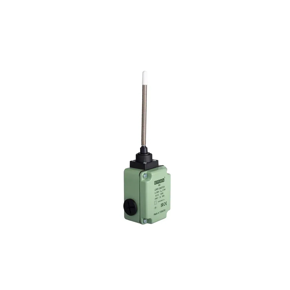 Emas Metal Housing Blunt Plastic End and Metal Spring Lever Snap-Action 1NO+1NC Limit Switch 7mm L1K13SOP102