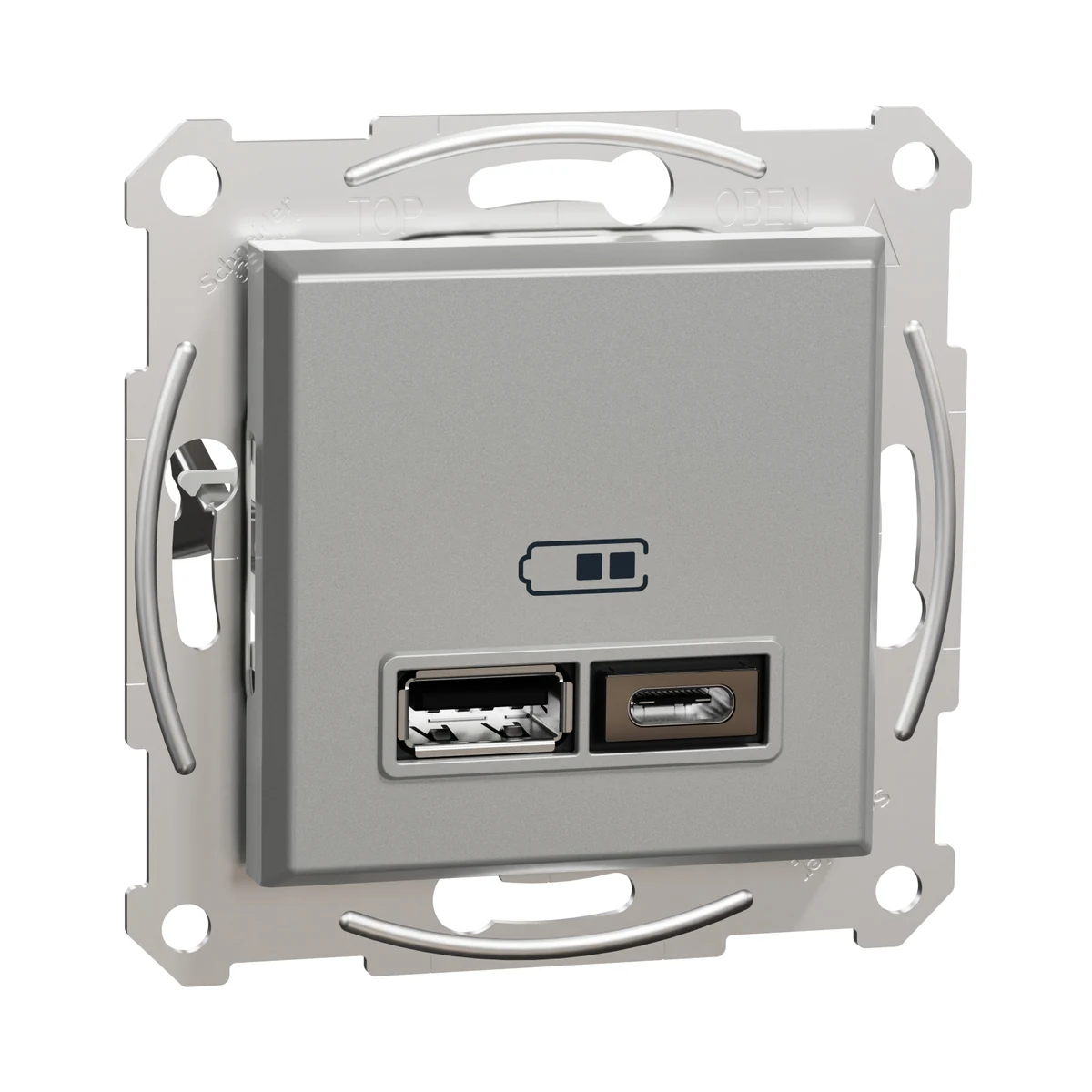 Schneider Electric EPH2700361 USB Socket, 2.4A, dual, Type A+C, aluminum