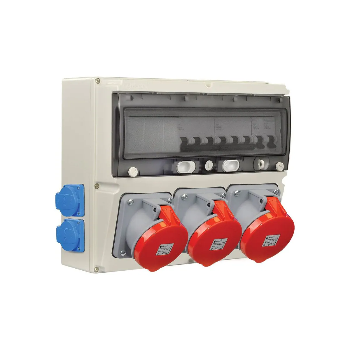 TP Elektrik 3359-004-3330 360x300 Priz Montajlı Kombinasyon Kutusu, 5x63A ve 1x16A Prizli, Sigortalı, Kablajlı, IP 66