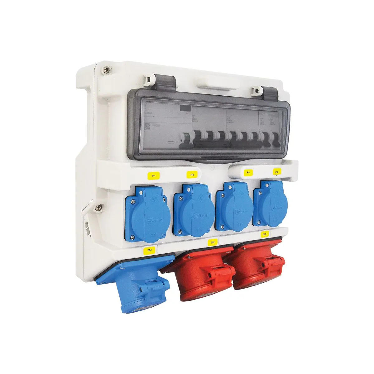 TP Elektrik 3387-400-2472 280x260 Combination Box with Mounted Socket, with 1x16A, 3x32A and 5x32A Sockets, Fused, RCD-Protected, Pre-Wired, IP 44