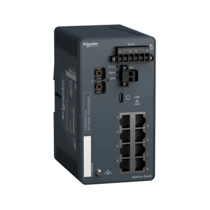 Schneider Electric MCSESM093F1CU0 Modicon Managed Switch 8TX/1FX-mm — üretici katalog görseli