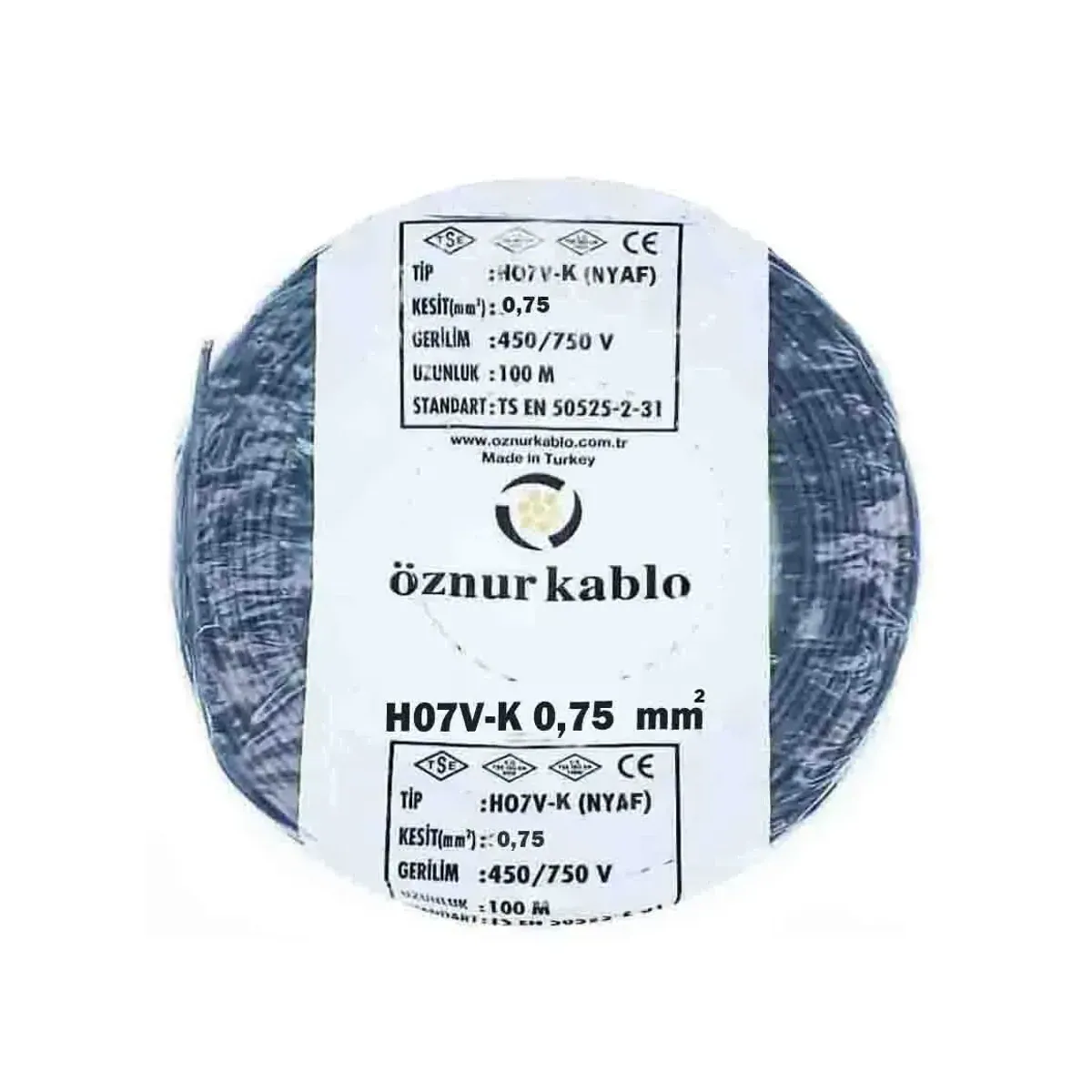 Öznur NYAF 1x0.75 mm2 H07V-K Black Cable