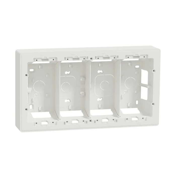 Schneider Electric NU824418 4-Column x 4-Module Surface-Mount Box, White