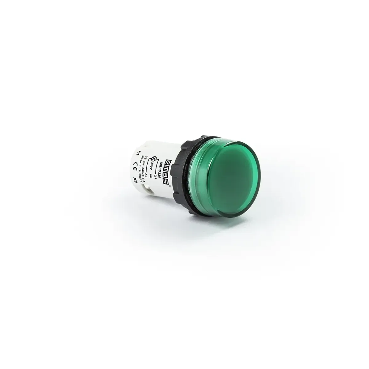 Emas MB Series Plastic LED Flat Glass Monoblock Round 220V AC Green 22mm Pilot Light IP50