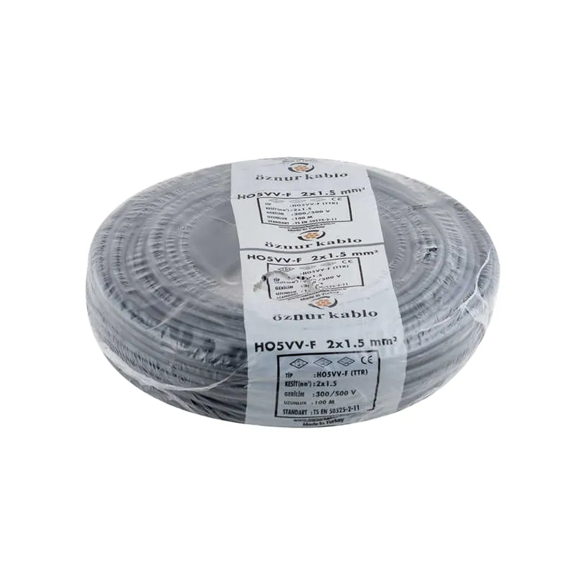 Öznur TTR 2x1,5 mm2 H05VV-F Siyah Kablo