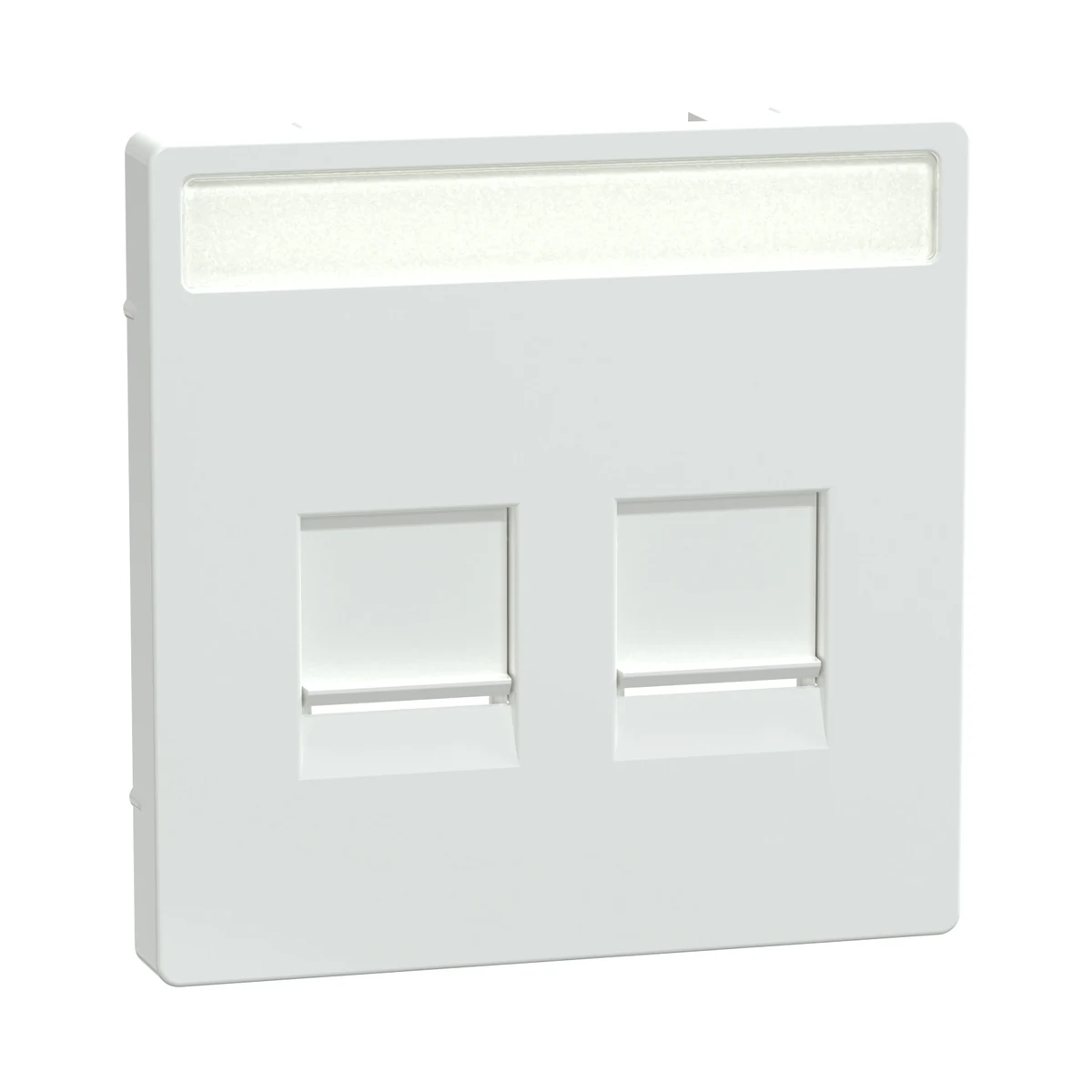 Schneider Electric MEG4564-6035 Cover plate, Merten System M, with lid & label for 2 data socket, lotus white — üretici ürün görseli