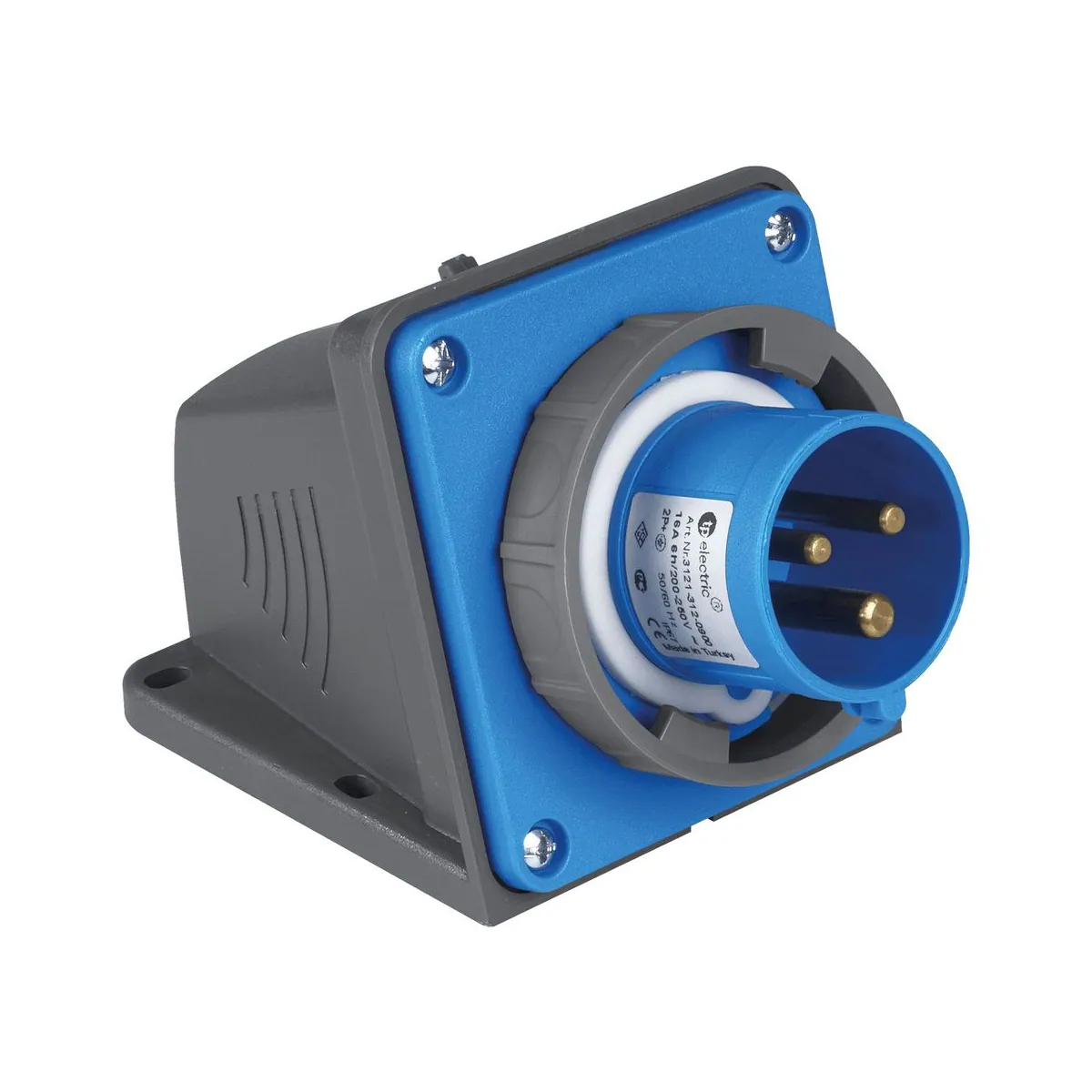 TP Elektrik 3025-312-0900 CEE 3x32A Wall Plug, IP 67, 6h