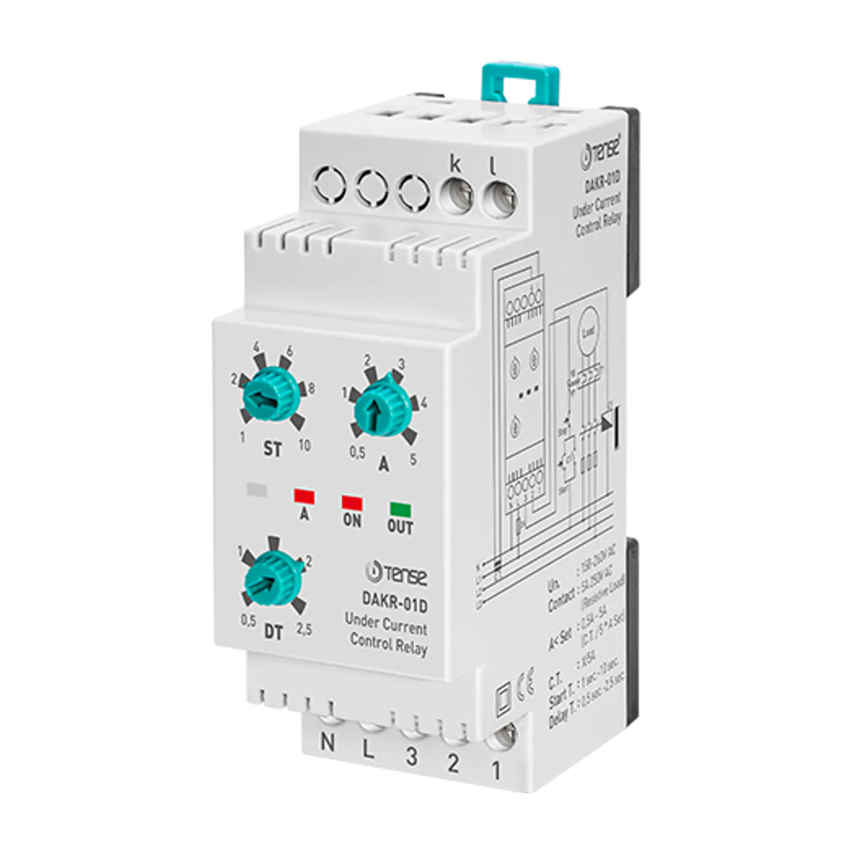 Tense DAKR-01D Undercurrent Control Relay, 1–10.000/5 A or 0.5–5 A direct