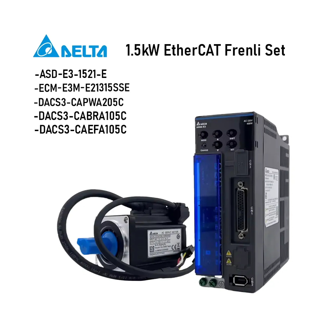 Delta ASDA-E3 Series 1.5kW EtherCAT Set with Brake