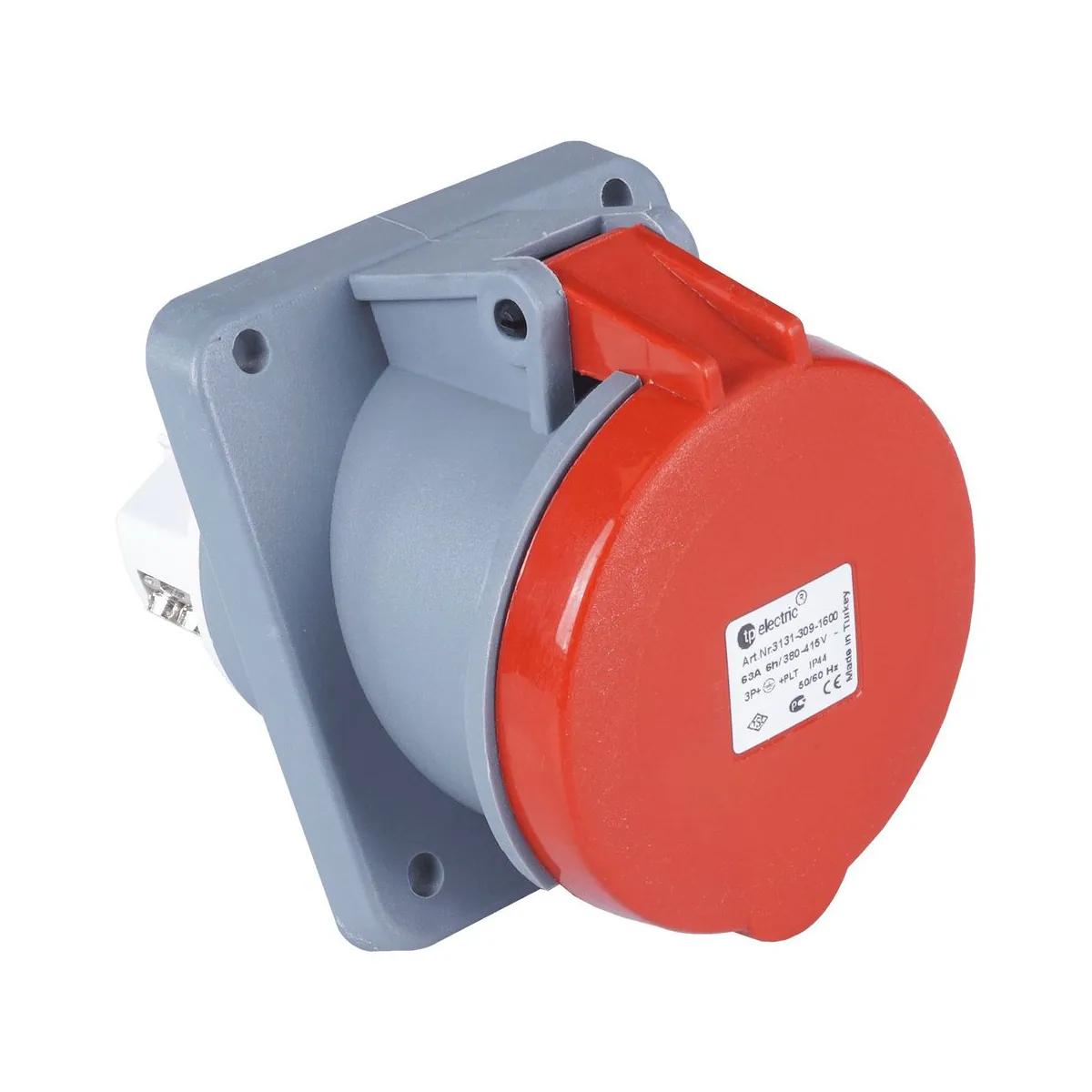 TP Elektrik 3133-309-1600 CEE 5x63A Makine Prizi (eğik) (100x107), IP 44, 6h