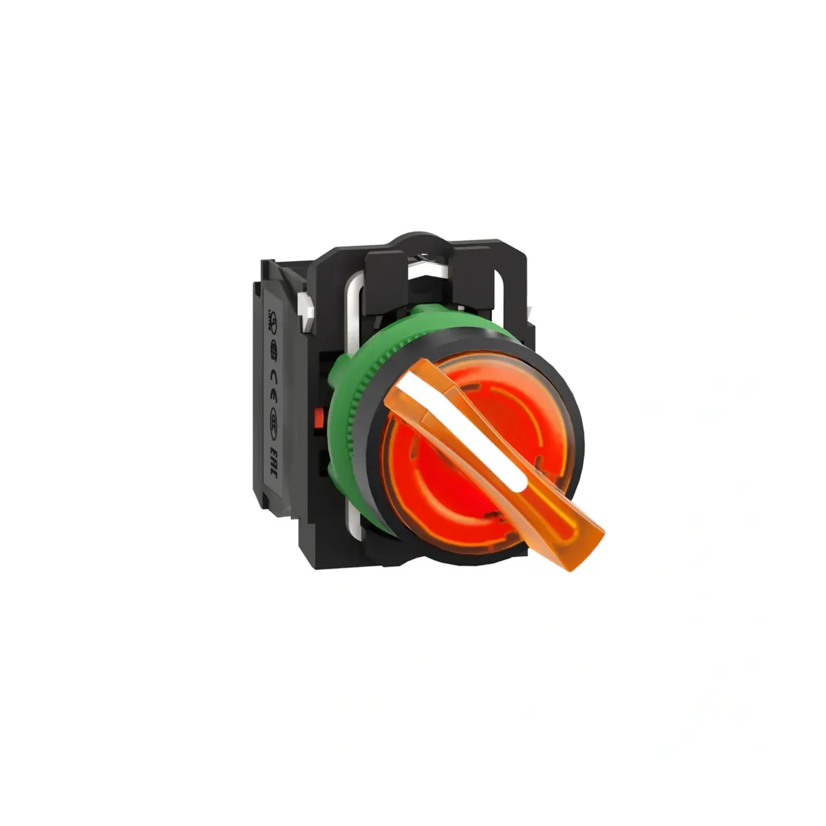 Schneider XB5AK125B5 0-1 Yellow Maintained Illuminated Latching Push Button 1NO+1NC 24V 22mm