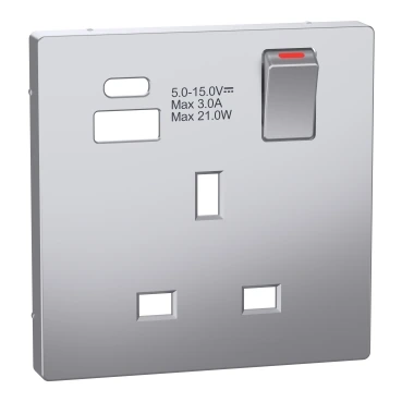 Schneider Electric MTN2125-6036 Merten System-D, Type A+C USB'li 13A İngiliz Tipi Priz Tuş Kapağı, Paslanmaz Çelik