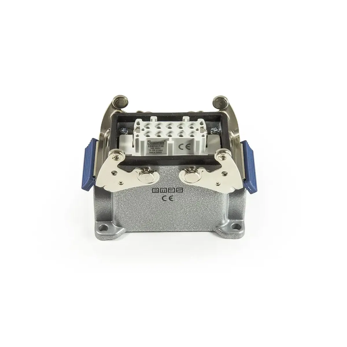 Emas Metal 10 Contact Wall-Mount Type Socket 16A Dual Side Entry 2 Metal Latched Multi-Contact EBM10PD27