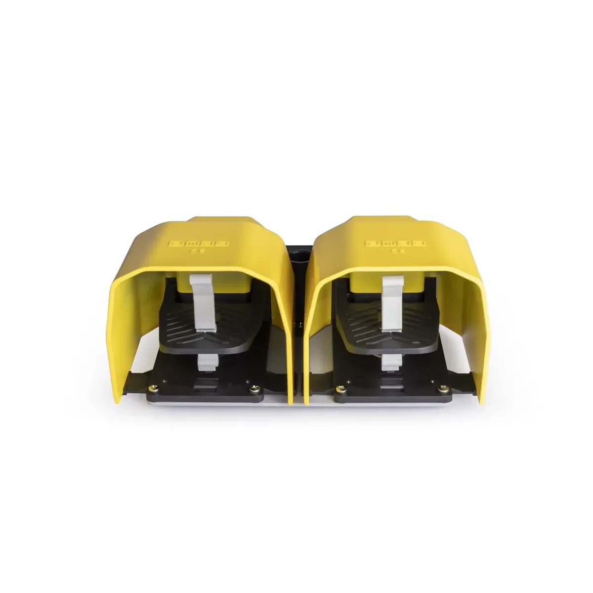 Emas PDK Serisi Metal Korumalı Çiftli ve Çift Hız Tip (1NO+1NC)+(1NO+1NC) Taşıma Kol Delikli Sarı Plastik Pedal PDKA22BG20
