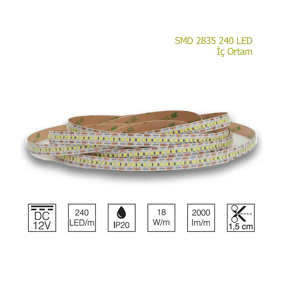 Şerit LED Amber İç Ortam SMD 2835 240 LED
