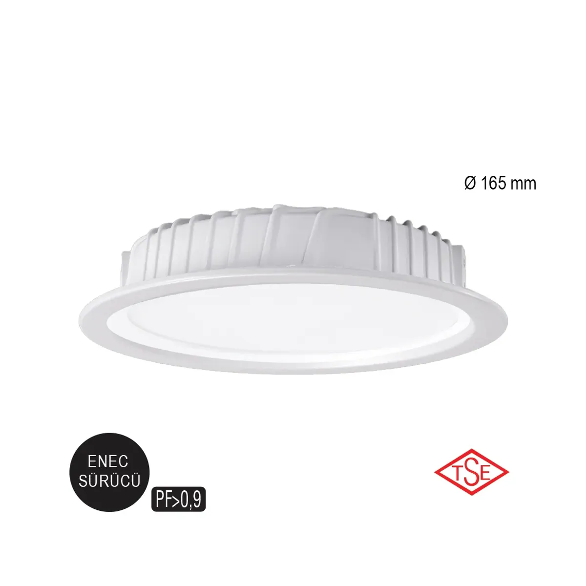 18W Round 6500 K with ENEC Driver - TSE Ladia Series LED Downlight Luminaire