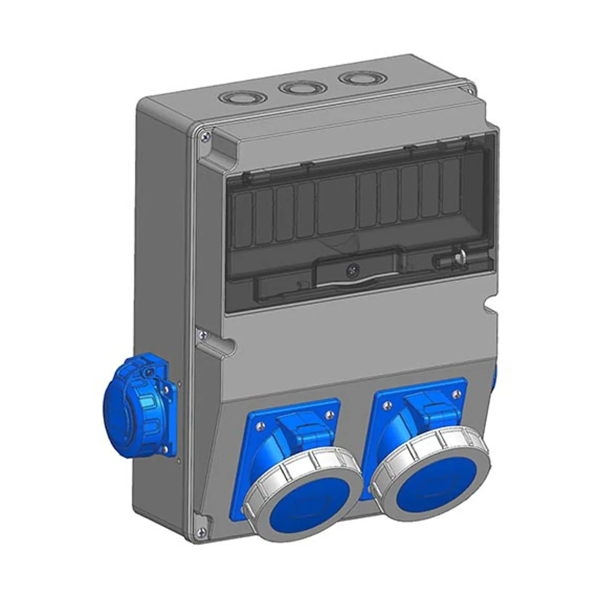 Mete Enerji 7006505CB504 2 adet 3x32A IP67 Eğik Makine Prizi Önde + 2 adet 1x16A IP66/68 Pano Prizi Yanda