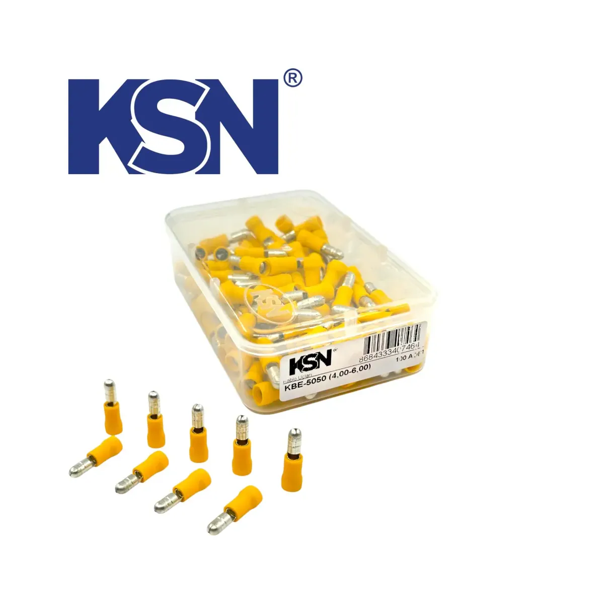 4.00-6.00mm2 Male Insulated Yellow Terminal KBE-5050 (100 pcs/Box)