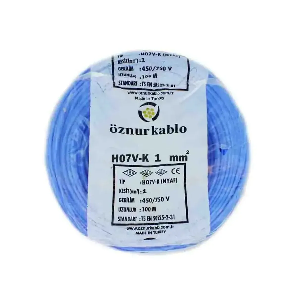 Öznur NYAF 1x1 mm2 H07V-K Mavi Kablo