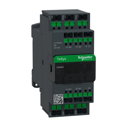 Schneider Electric LC1D25ABD TeSys Deca Contactor 3P 25A 24VDC Snap-in