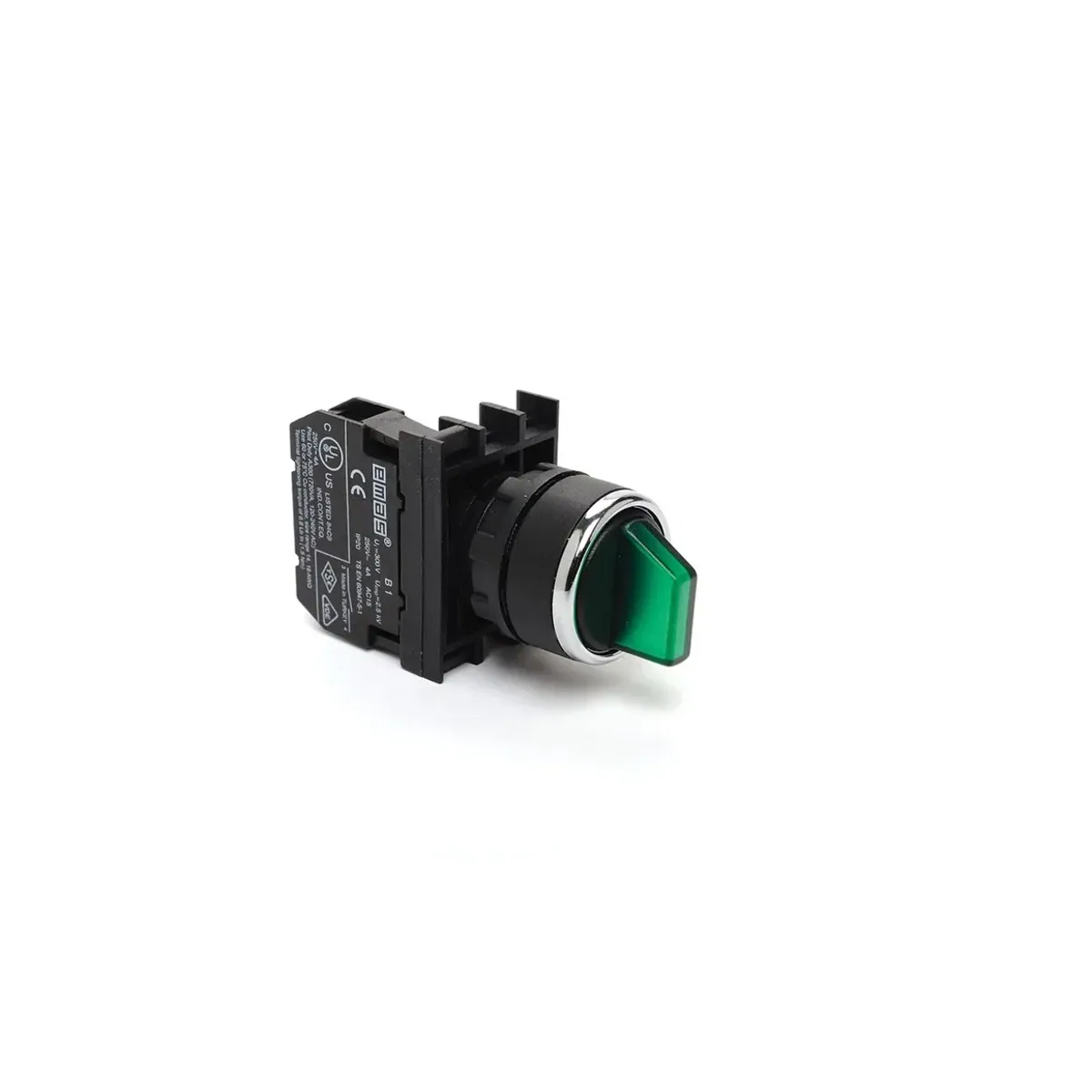 Emas B Series Plastic Selector Maintained Type Green Push Button 0-I 60° 1NO 22mm IP50