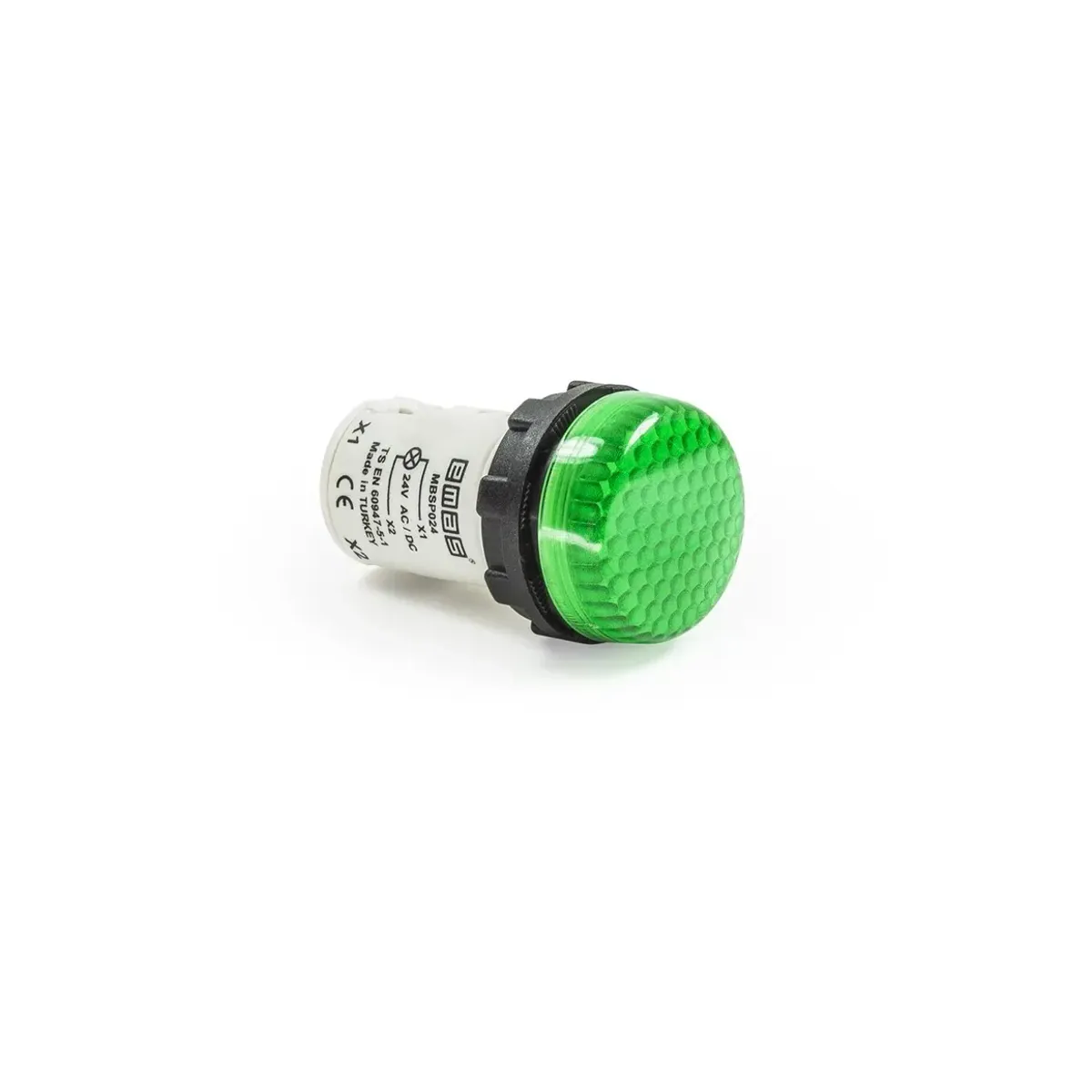 Emas MB Serisi Plastik LED'li Petekli Cam Monoblok Yuvarlak 24V AC/DC Yeşil 22mm Sinyal Lambası IP50