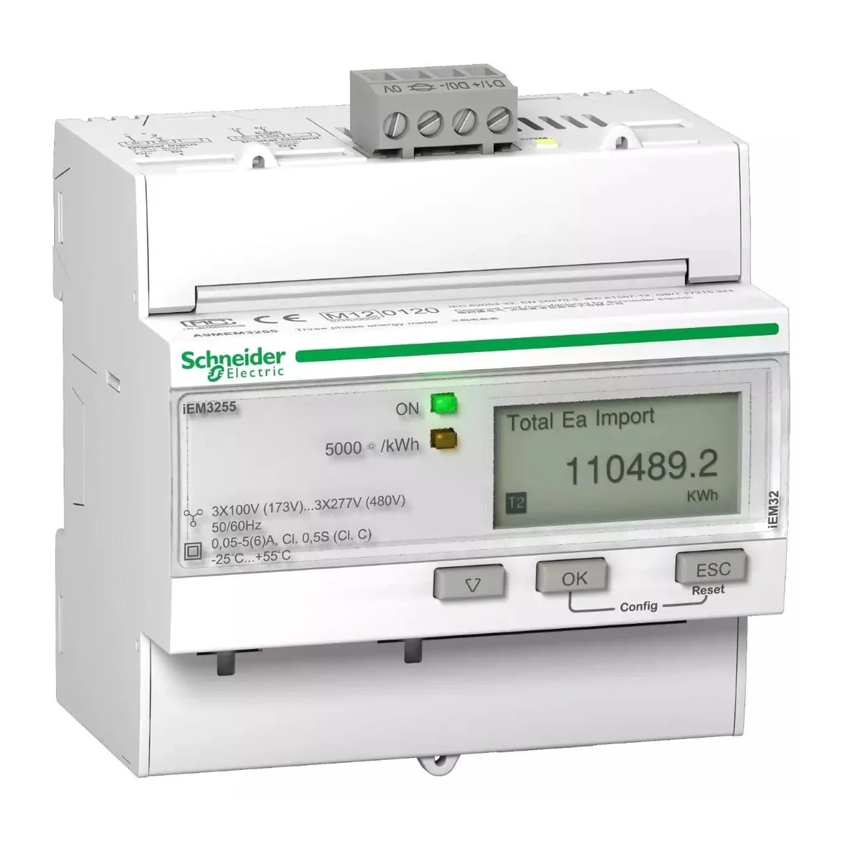 Schneider Electric A9MEM3255 iEM3255, Akım Trafosu bağlantılı 3-faz kWH ölçer, Modbus-MID — üretici temsili ürün görseli