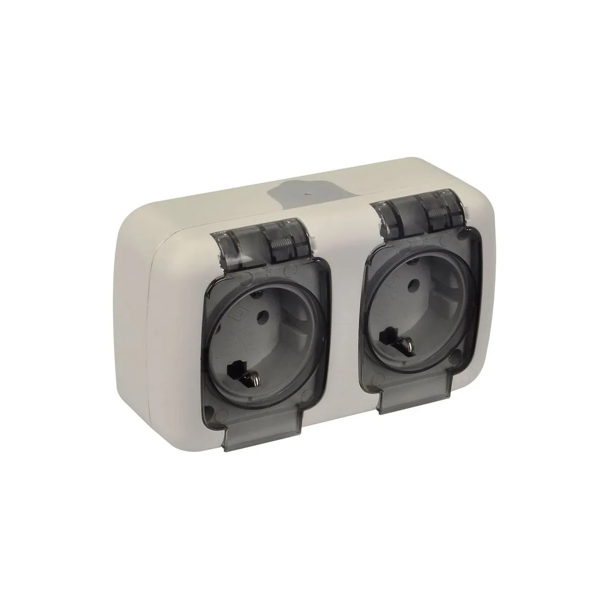 TP Elektrik 3201-125-0601 Damp Location Grounded Socket with Cover + Grounded Socket with Cover (horizontal), IP 54