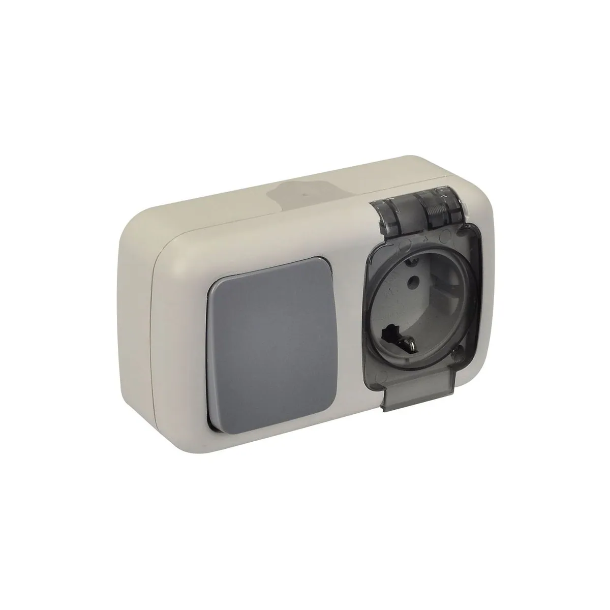 TP Elektrik 3201-104-0601 Damp Location Call (Light) + Grounded Socket with Cover (horizontal), IP 54