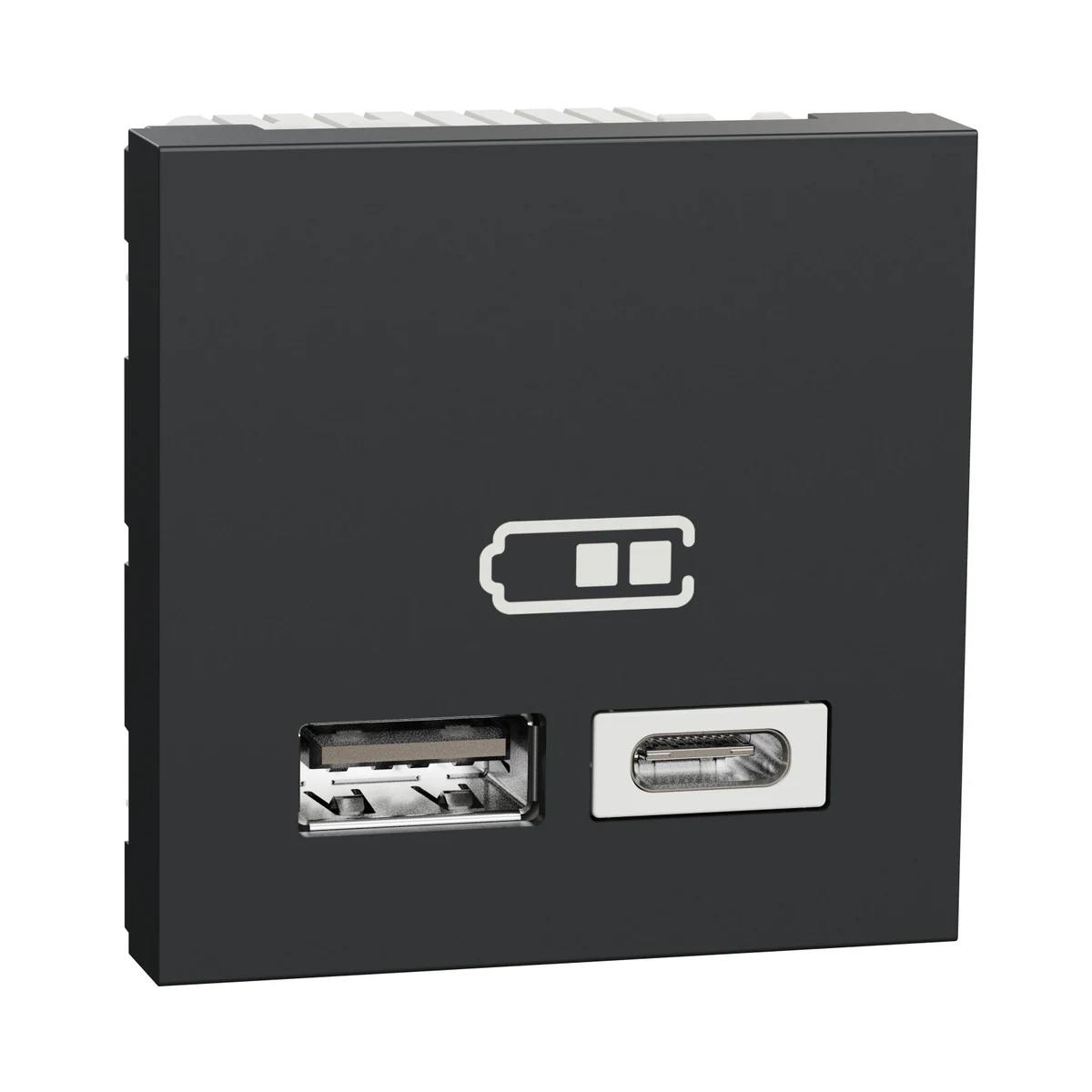Schneider Electric NU301854 Yeni Unica, 2xUSB Şarj Prizi 2,4A Type A+C 2m, Antrasit — üretici ürün görseli
