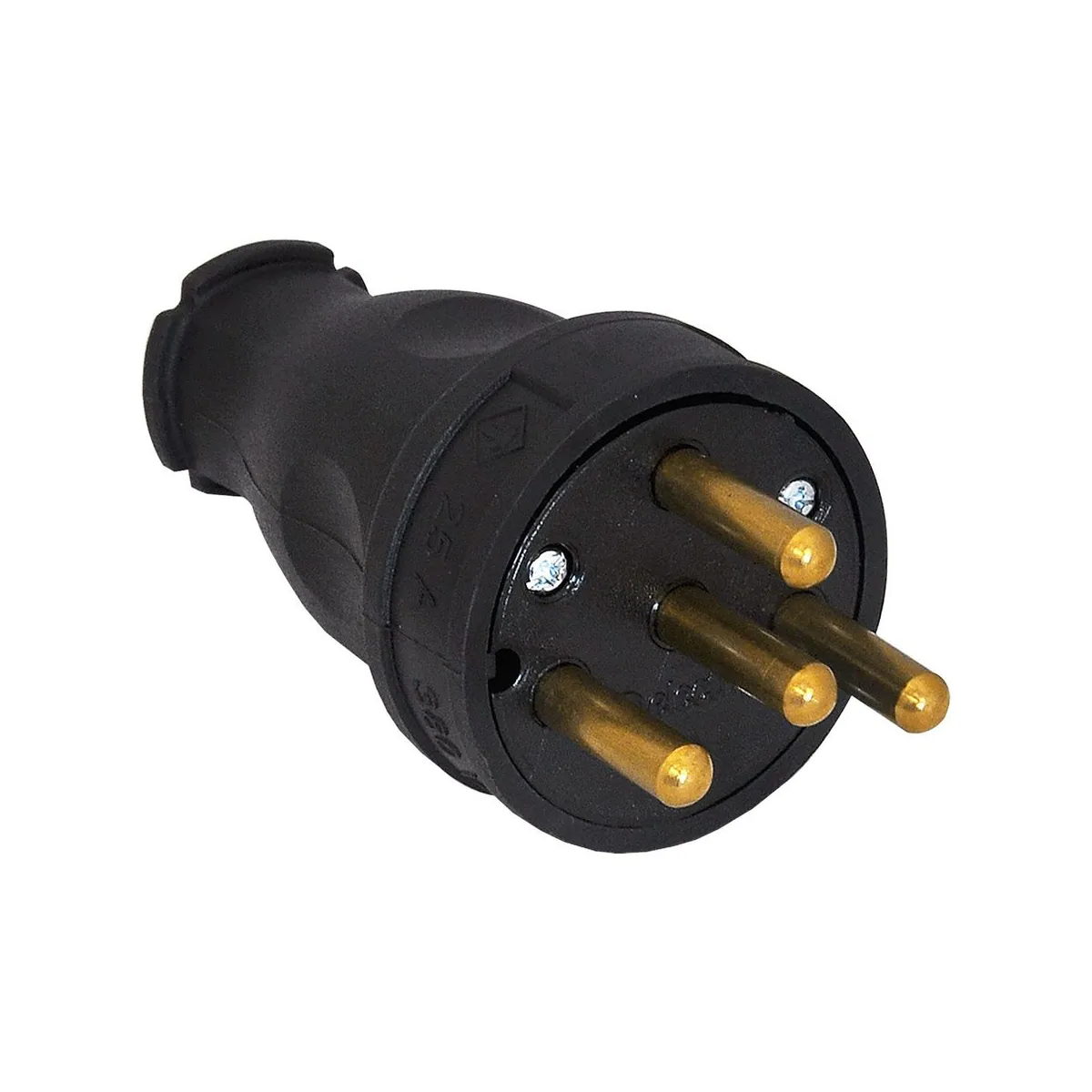 TP Elektrik 3104-301-0300 3x25A Rubber Straight Plug, IP 44, Black