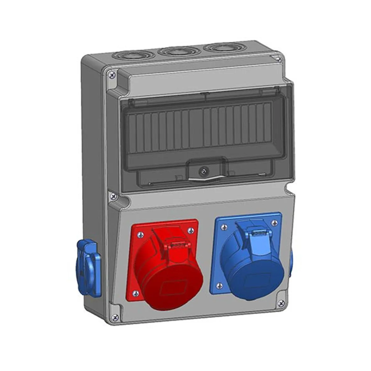 Mete Enerji 70035050B008 1 adet 5x32A IP44 + 1 adet 3x32A IP44 Eğik Makine Prizi Önde + 2 adet 1x16A IP44 Pano Prizi Yanda