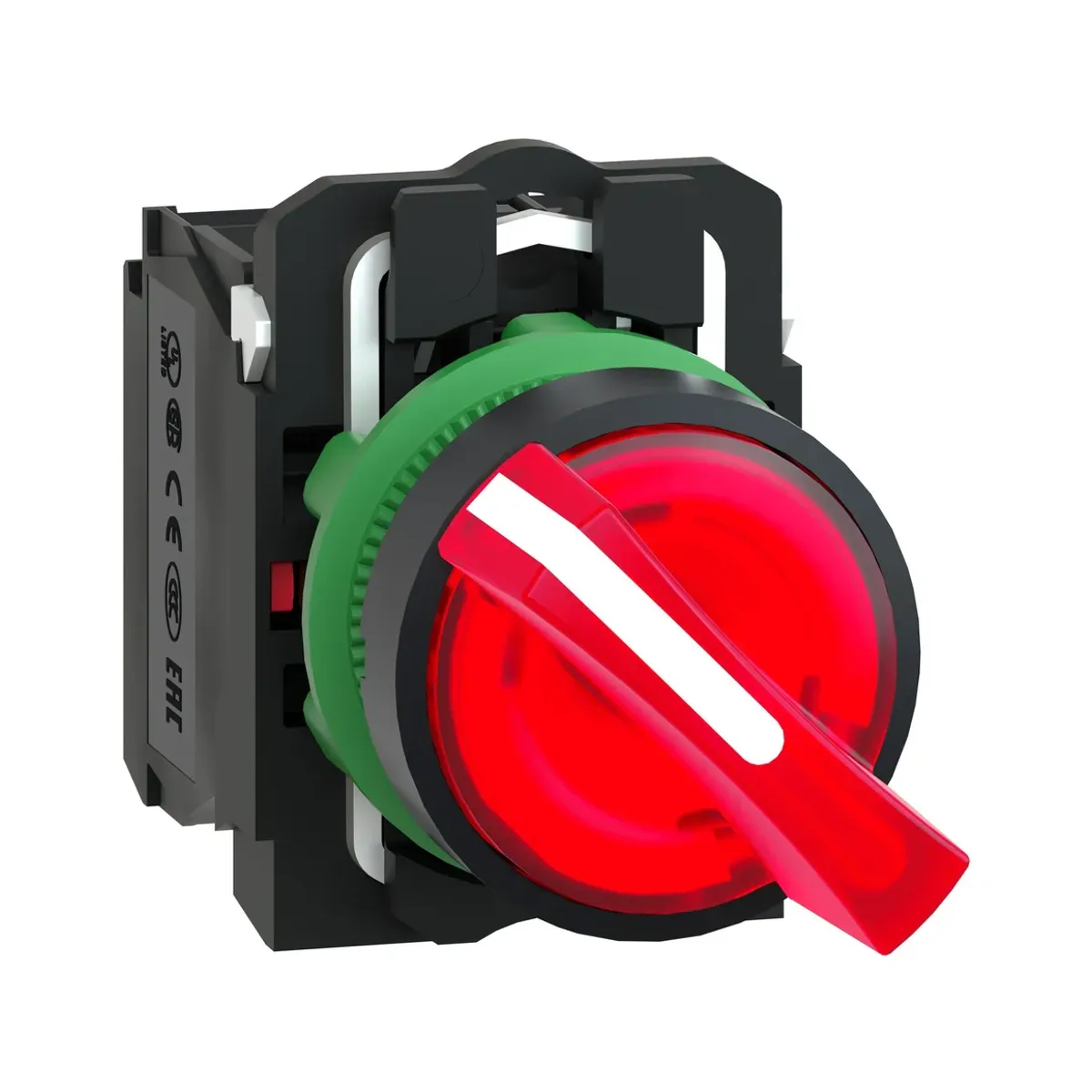 Schneider XB5AK124M5 0-1 Kırmızı Kalıcı Işıklı Mandal Buton 1NO+1NC 230V 22mm