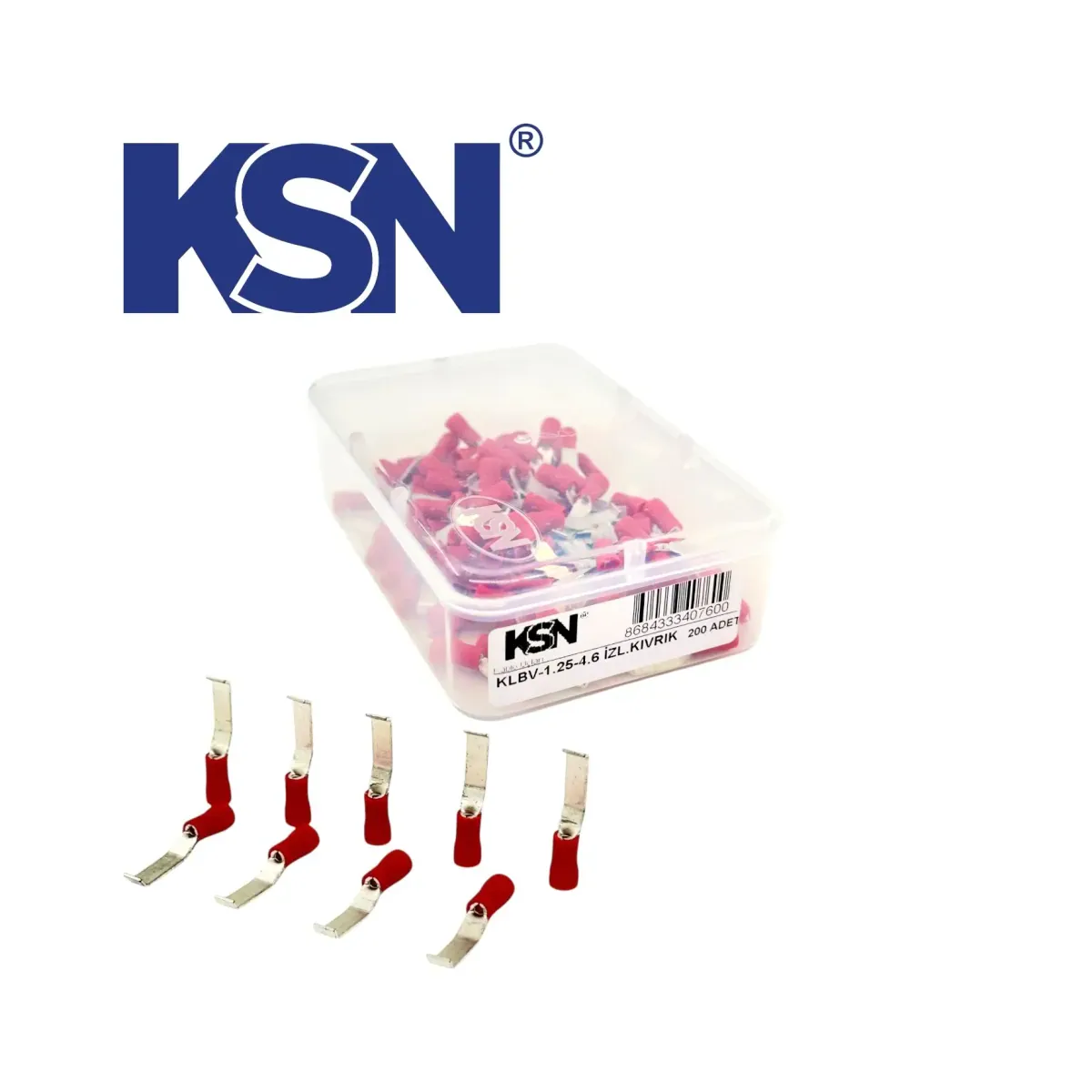 KSN KLBV-1.25-3 Insulated Blade Terminal with Bent End 0.5-1.5 mm2 Red