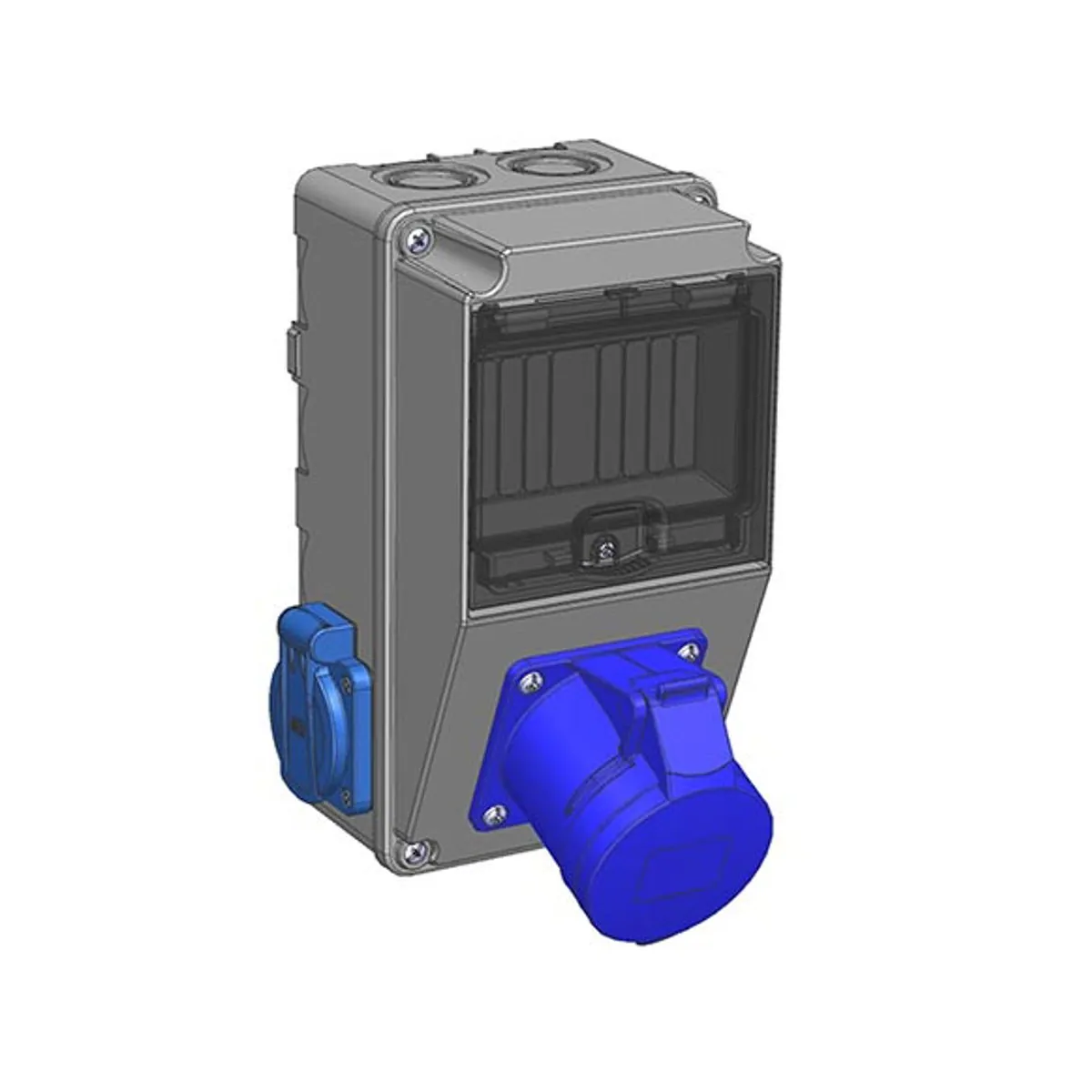 Mete Enerji 70025050B005 1 pcs 3x32A IP44 Angled Machine Socket on Front + 2 pcs 1x16A IP44 Panel Socket on Side