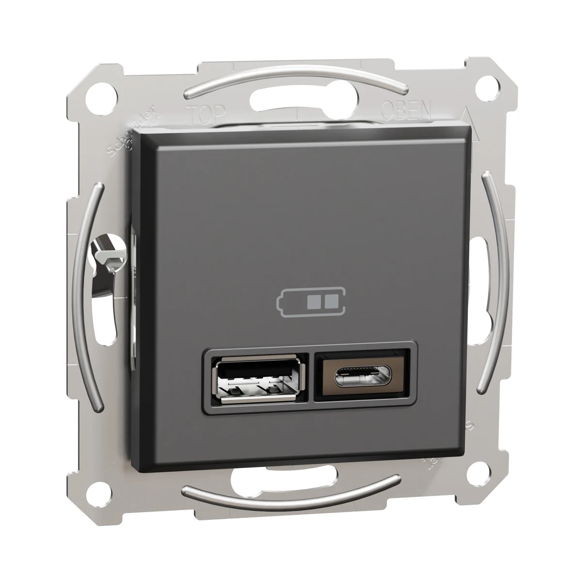 Schneider Electric EPH2700371 USB Socket, 2.4A, dual, Type A+C, anthracite